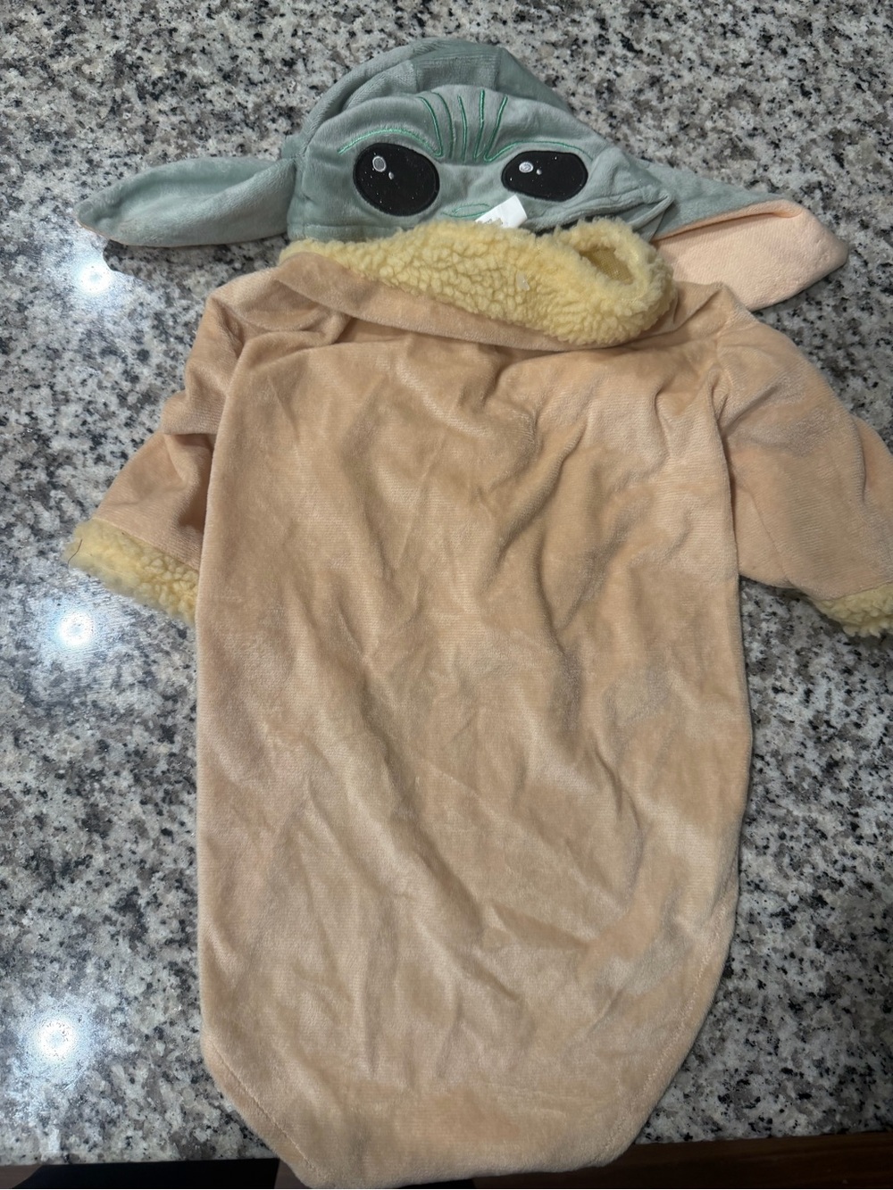 Halloween Dog Costume Beige and Green Hooded Costume Yoda Size L